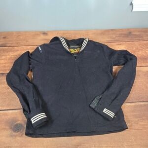 Vintage US Navy Wool Sailor Jumper Mens Small Black Fair Liberty Dragon Patch